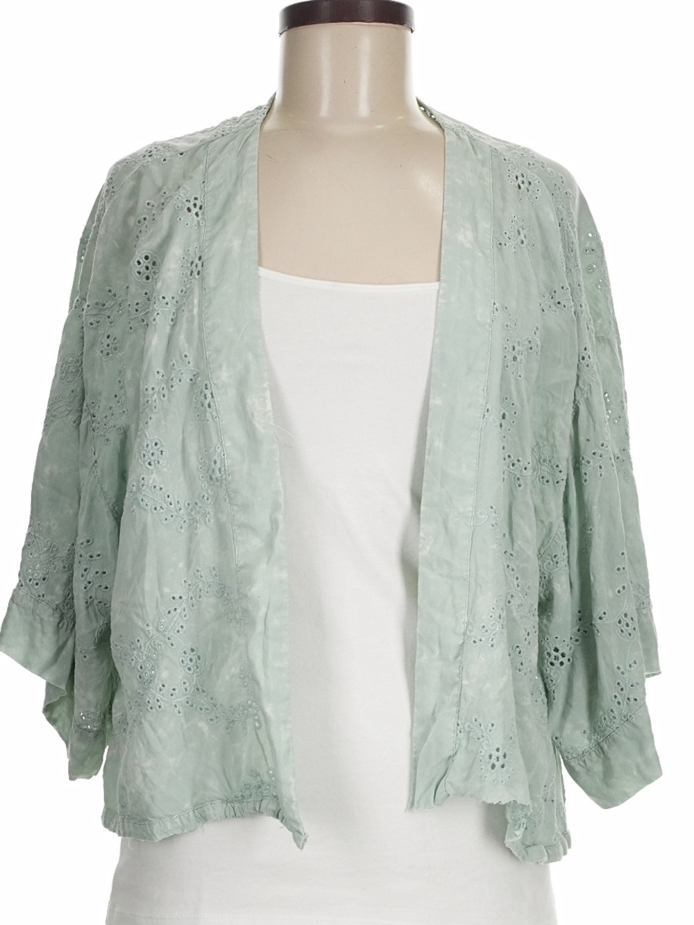 Young Fabulous & Broke Mint Green Eyelet Open-Front Kimono size M